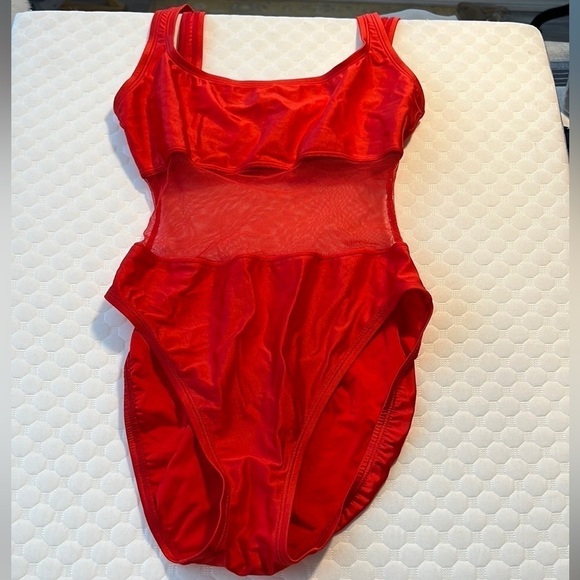 ⭐️Beach Cabana, Vibrant Red, Mesh Middle, Sexy, Fun, Size Small - Picture 1 of 8